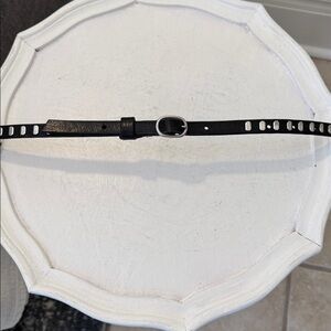 Black Leather Belt with Silver Stud Details